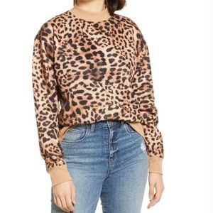 NWT Women's Bp. Mock Neck Graphic Sweatshirt in Brown